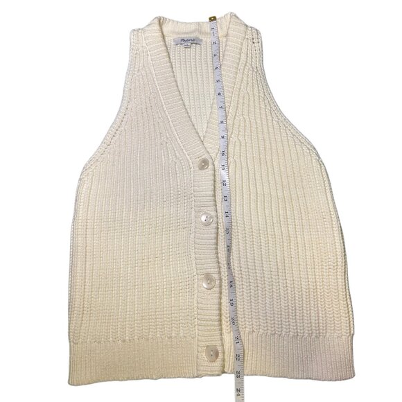 Madewell Cotton Blend White Knit Sweater Vest Crop Top - Size S - Picture 5 of 6
